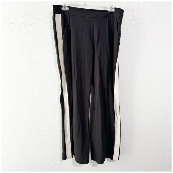 Athleta straight wide leg pant black striped size 10 - Picture 1 of 7